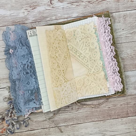 Small Red Floral Junk Journal, Handmade Recycled Journal, Chunky Junk Journal - Picture 12 of 16